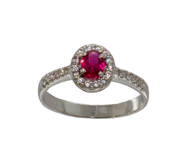 anello brillanti e rubino ovale